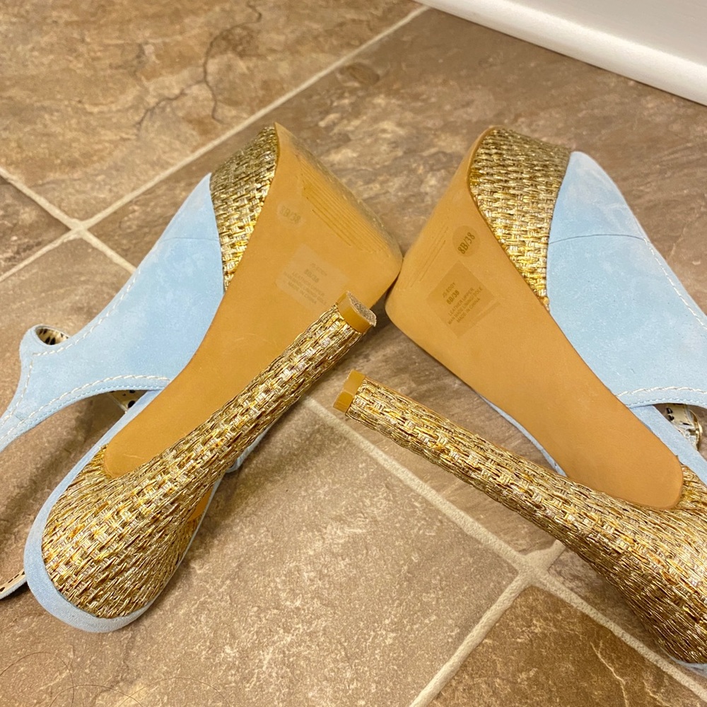 Jessica Simpson Eddy blue suede peep toe heels. - Picture 12 of 15